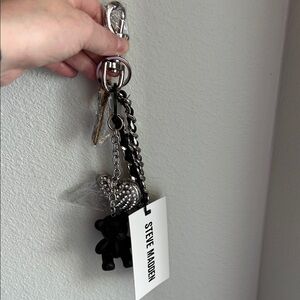 Steve Madden Black Keychain with Bear Charm